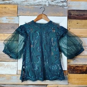 Emerald Green Lacey Blouse